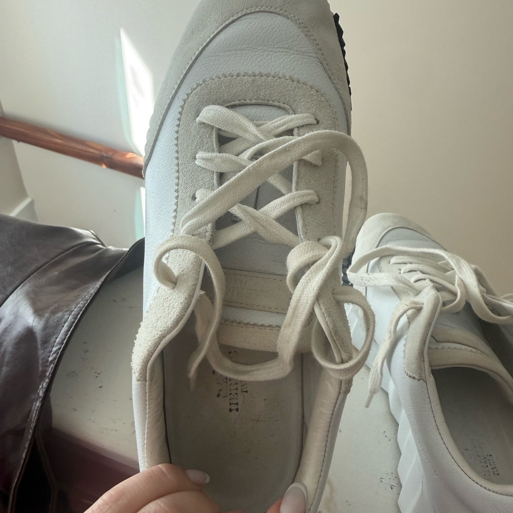 Hermes Bouncing Sneaker White Cream Leather & Suede Sneakers